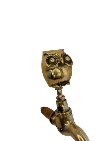 Vintage Solid Brass Garden Hose Tap with Owl Handle