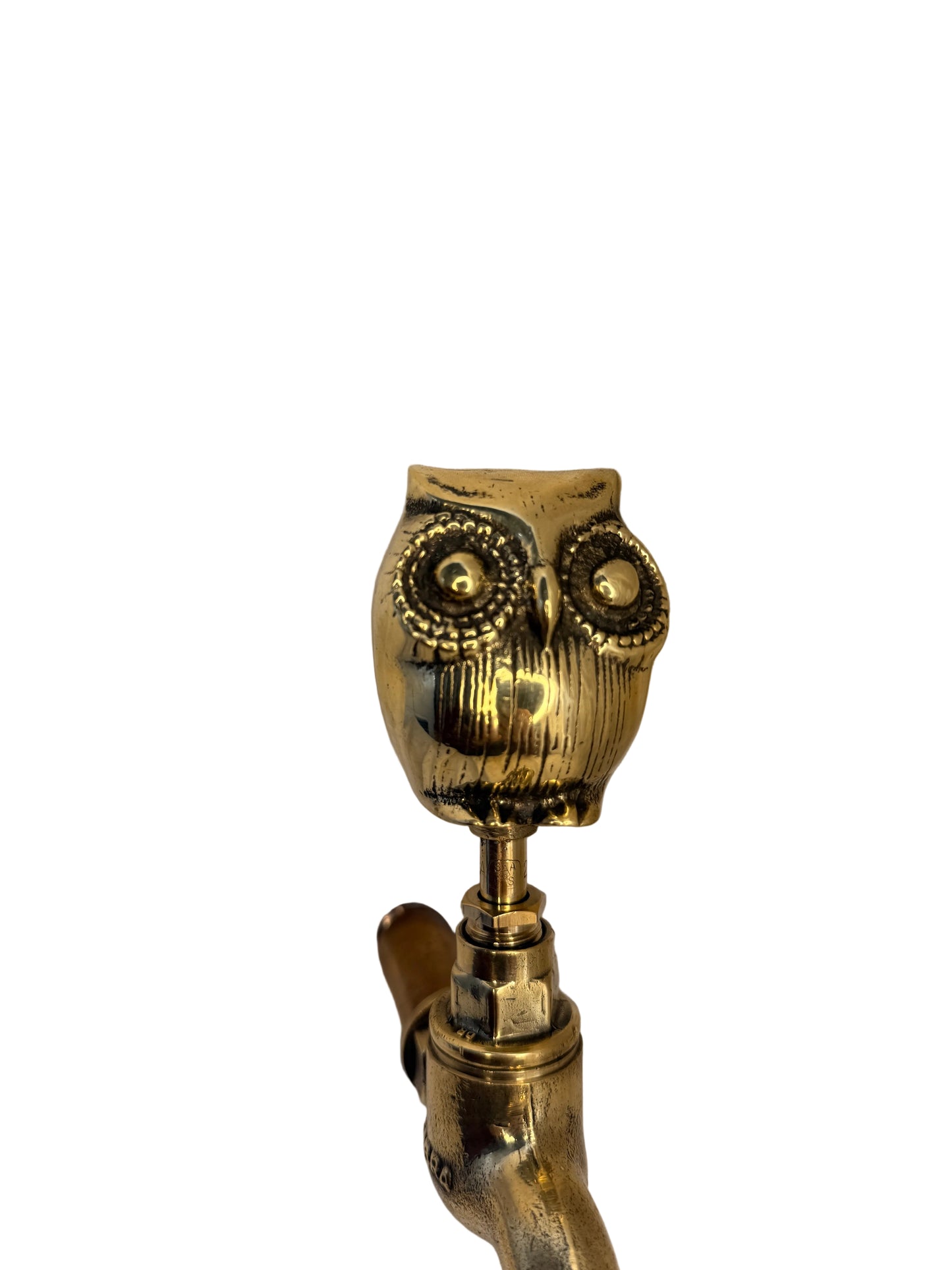 Vintage Solid Brass Garden Hose Tap with Owl Handle