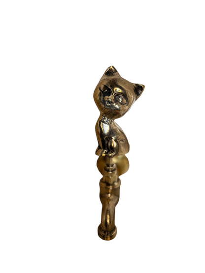 Vintage Solid Brass Garden Hose Tap with Cat Handle