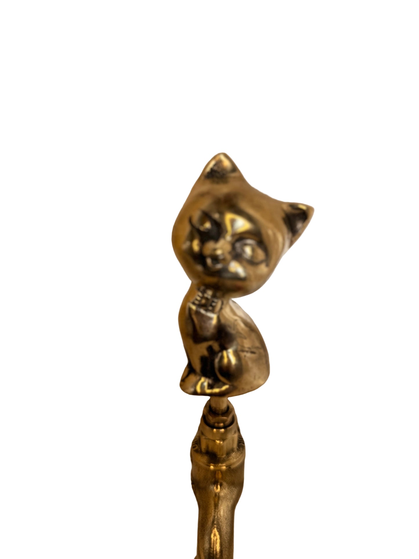 Vintage Solid Brass Garden Hose Tap with Cat Handle