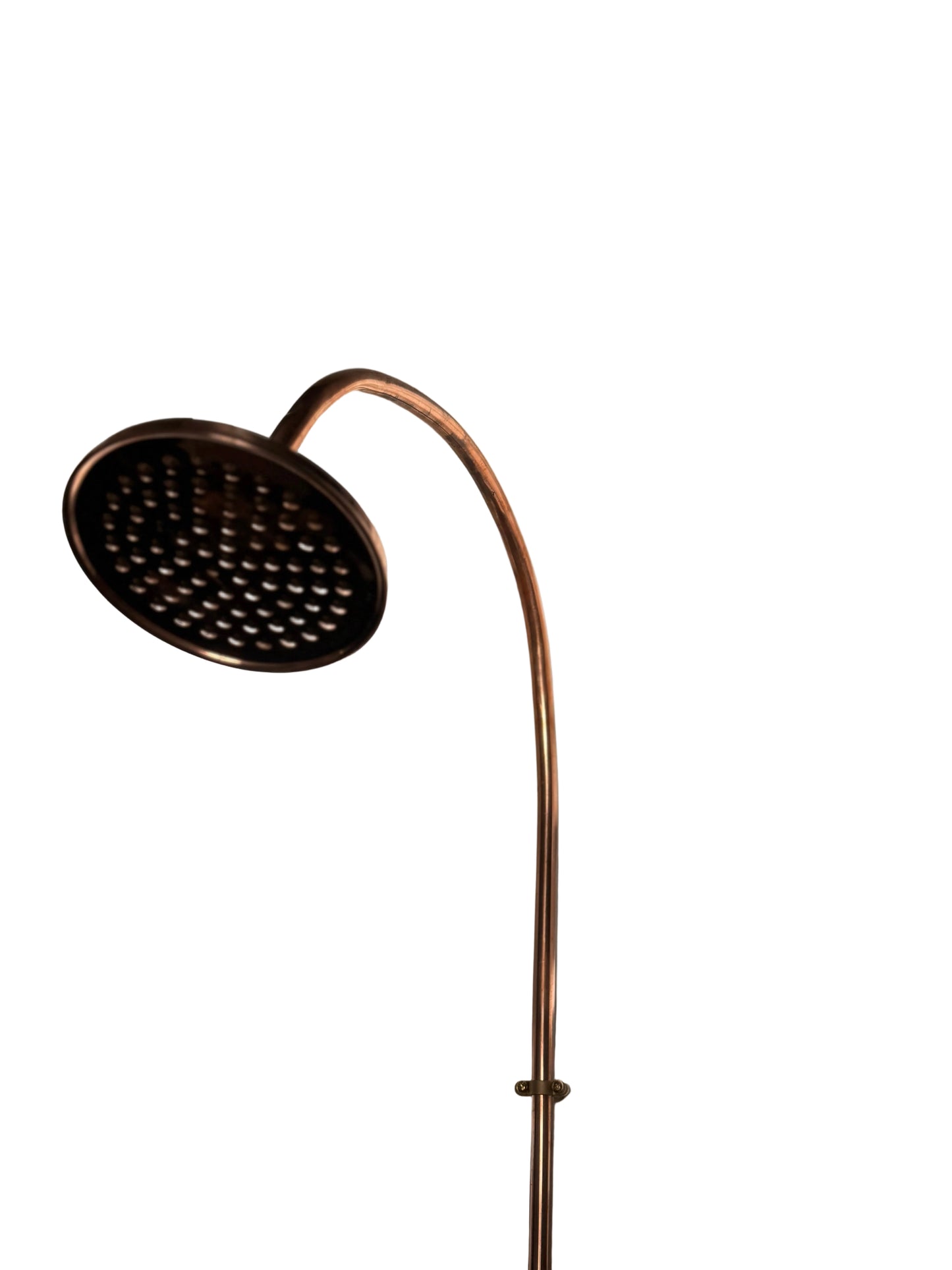 Exposed Solid Brass and Copper Shower Set with Curved Finish and Copper Rose