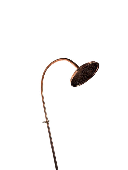 Exposed Solid Brass and Copper Shower Set with Curved Finish and Copper Rose