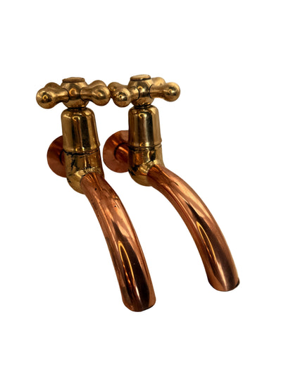 Solid Brass Bib Taps with Extensions and Copper Spouts