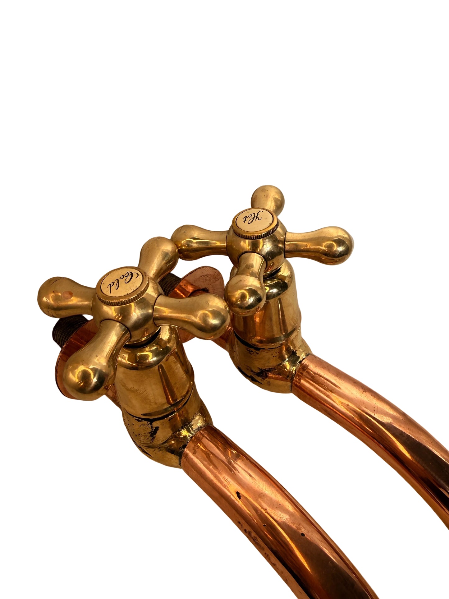 Solid Brass Bib Taps with Extensions and Copper Spouts