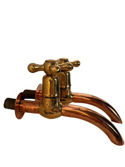 Solid Brass Bib Taps with Extensions and Copper Spouts