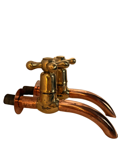 Solid Brass Bib Taps with Extensions and Copper Spouts