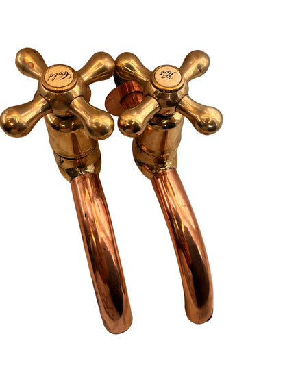 Solid Brass Bib Taps with Extensions and Copper Spouts