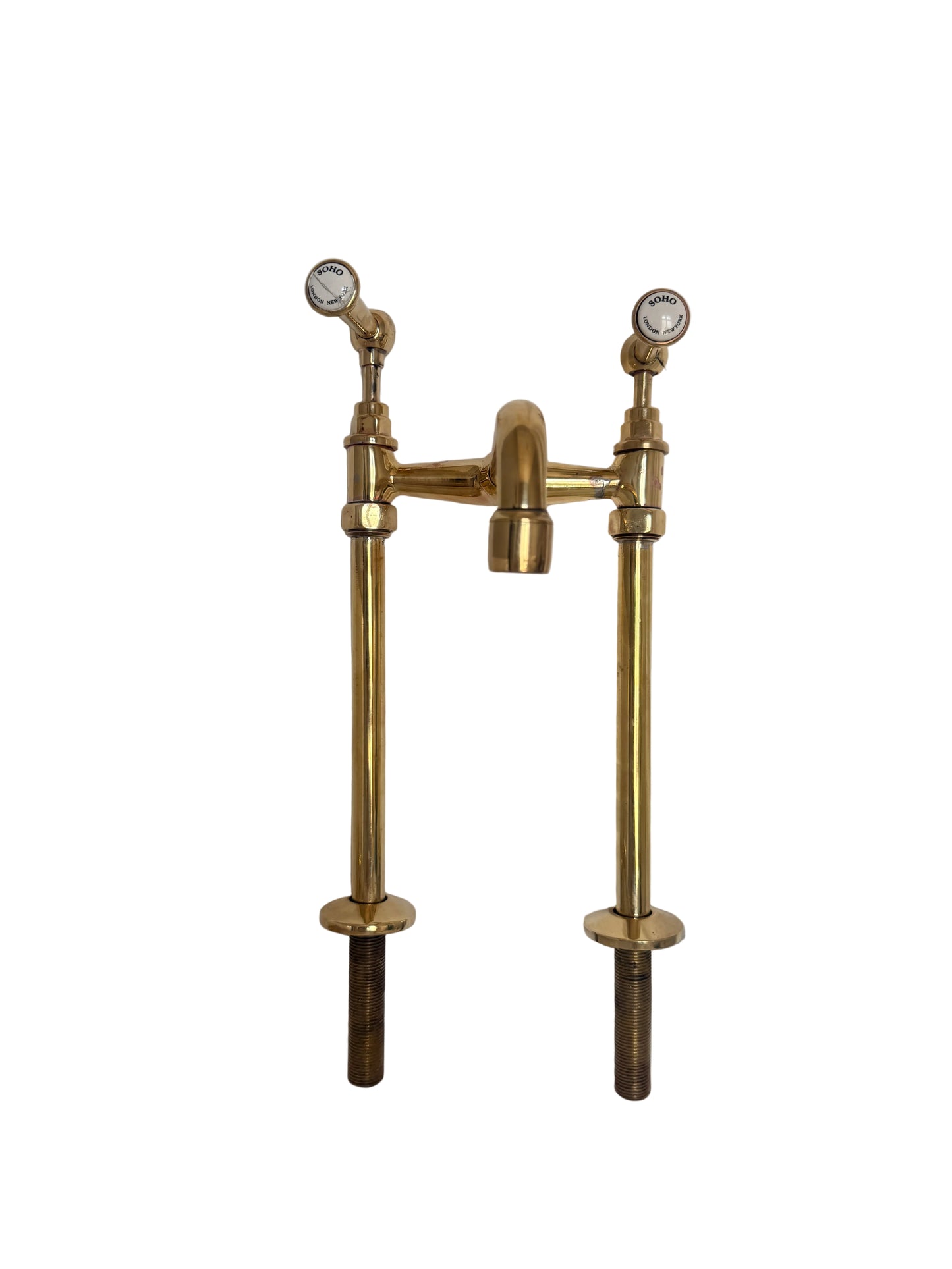 Solid Brass Freestanding Kitchen Tap with Pillar Mount Design