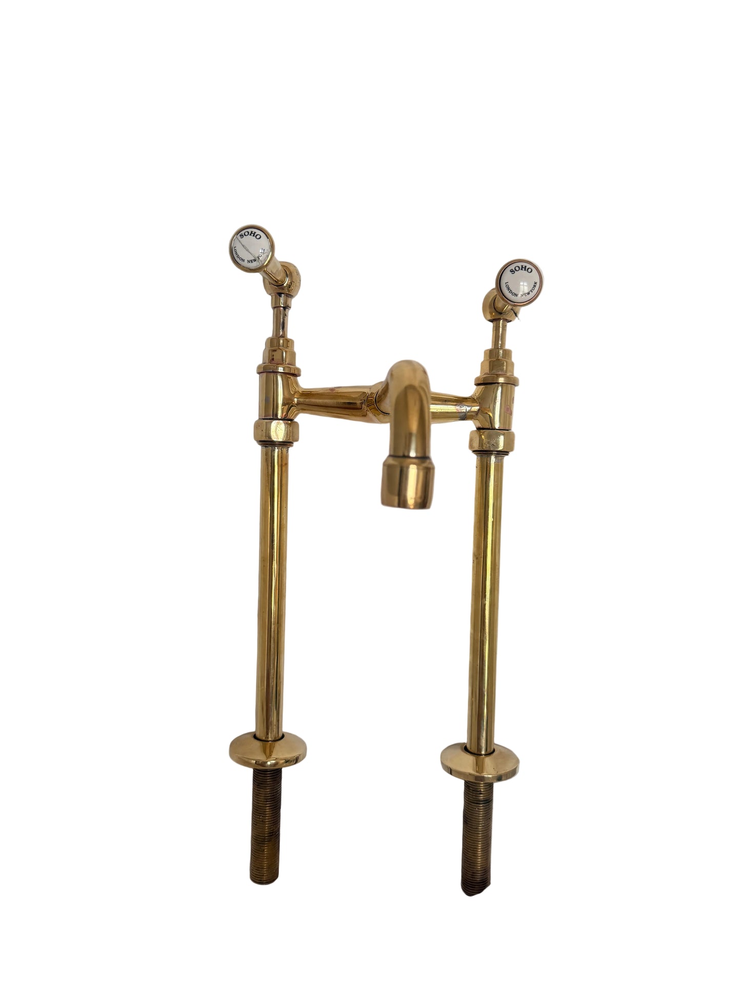 Solid Brass Freestanding Kitchen Tap with Pillar Mount Design