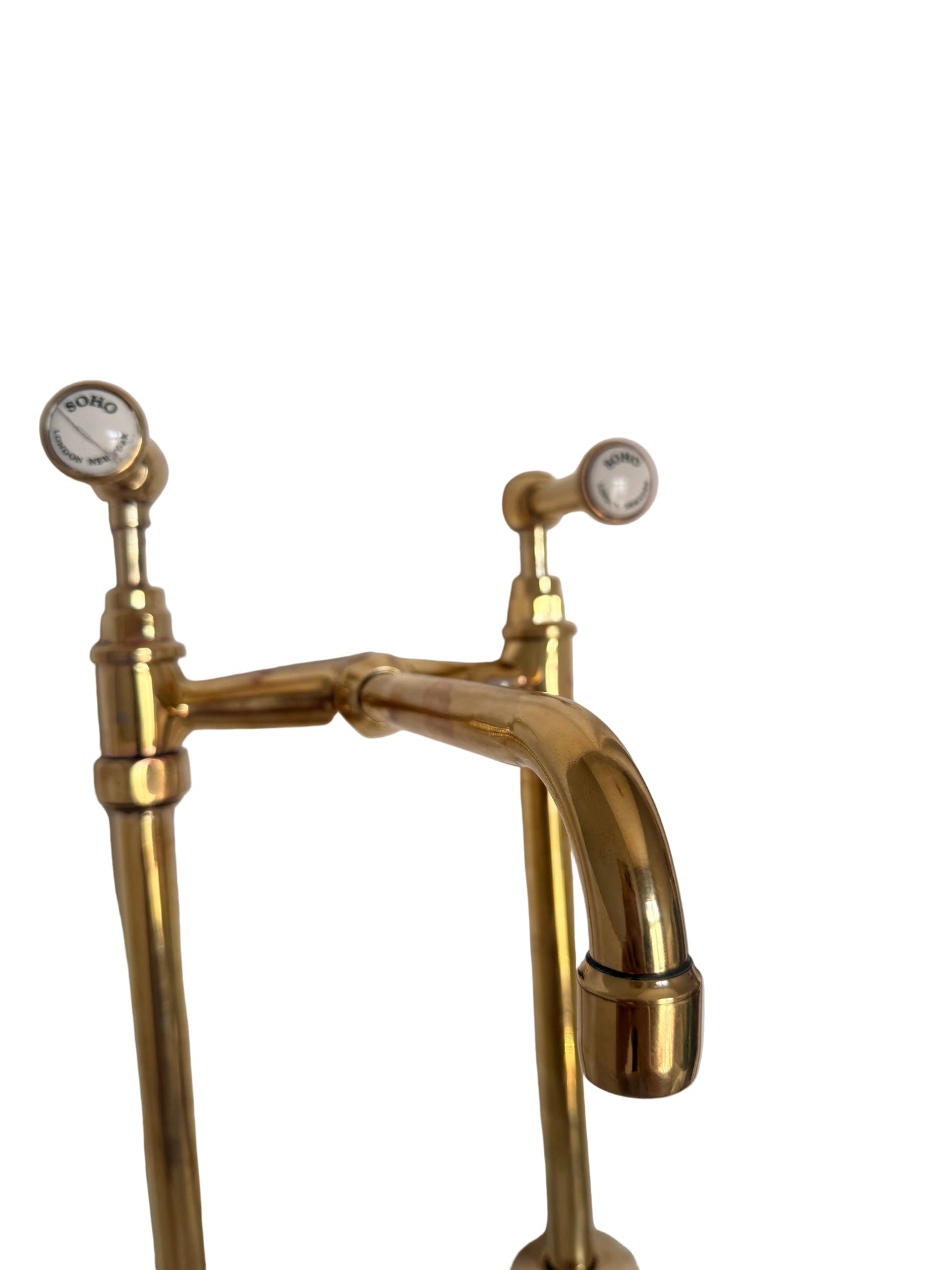 Solid Brass Freestanding Kitchen Tap with Pillar Mount Design