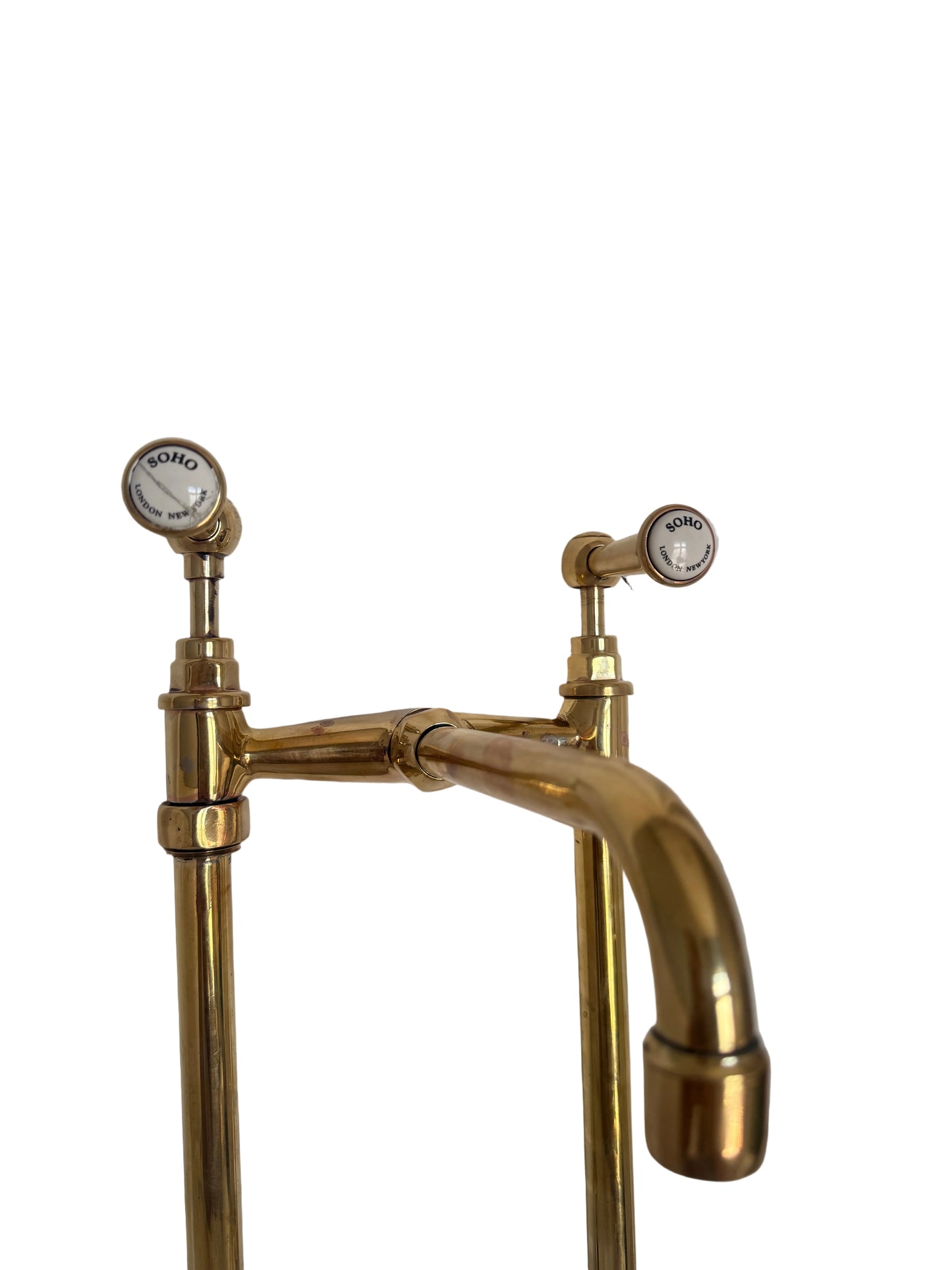 Solid Brass Freestanding Kitchen Tap with Pillar Mount Design
