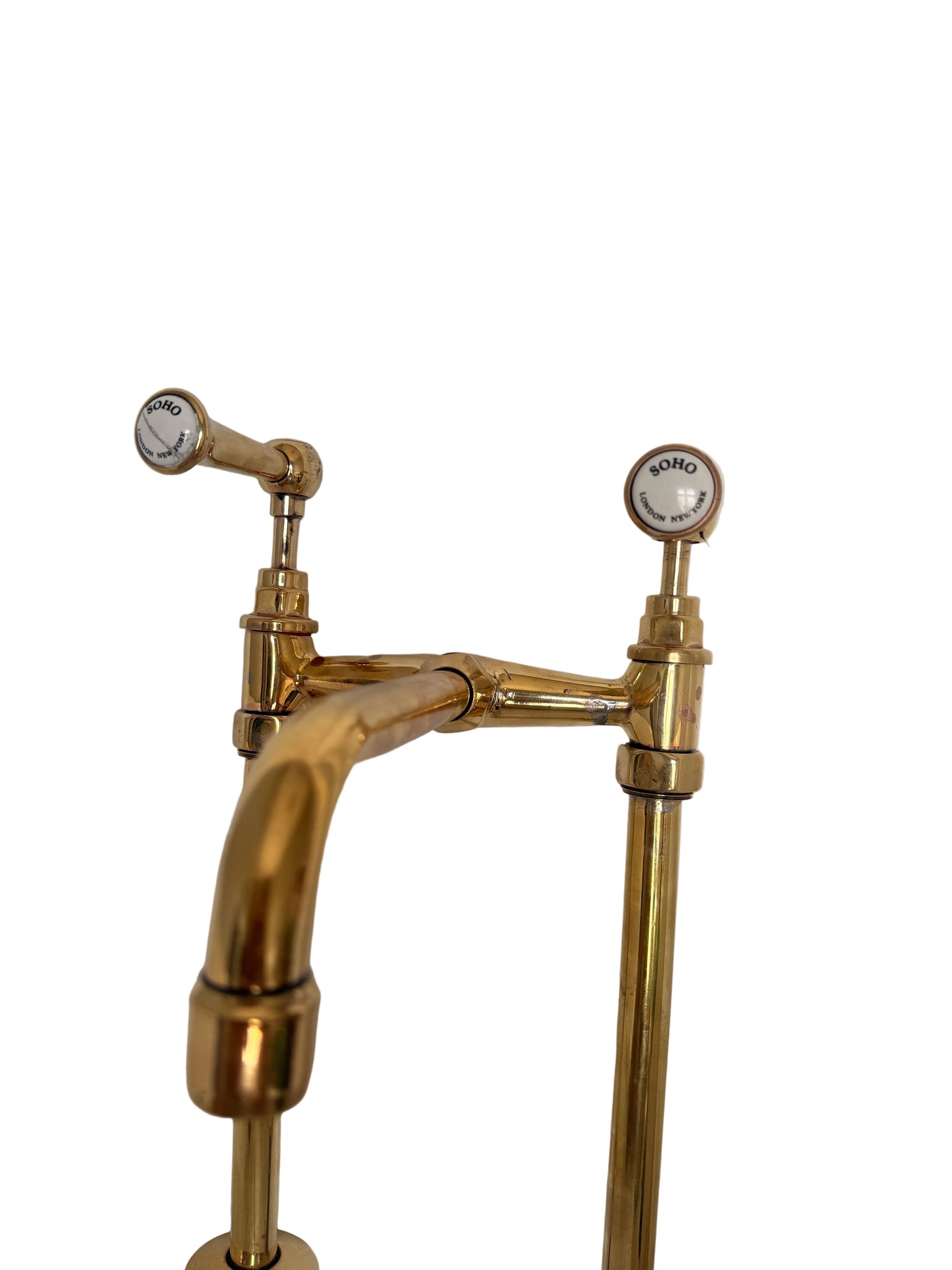 Solid Brass Freestanding Kitchen Tap with Pillar Mount Design