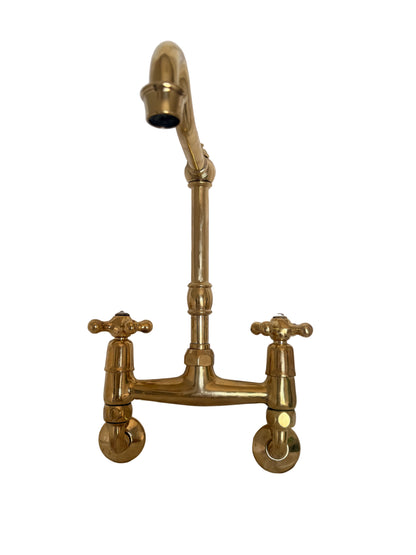 Wall-Mounted Brass Kitchen Bridge Mixer Tap