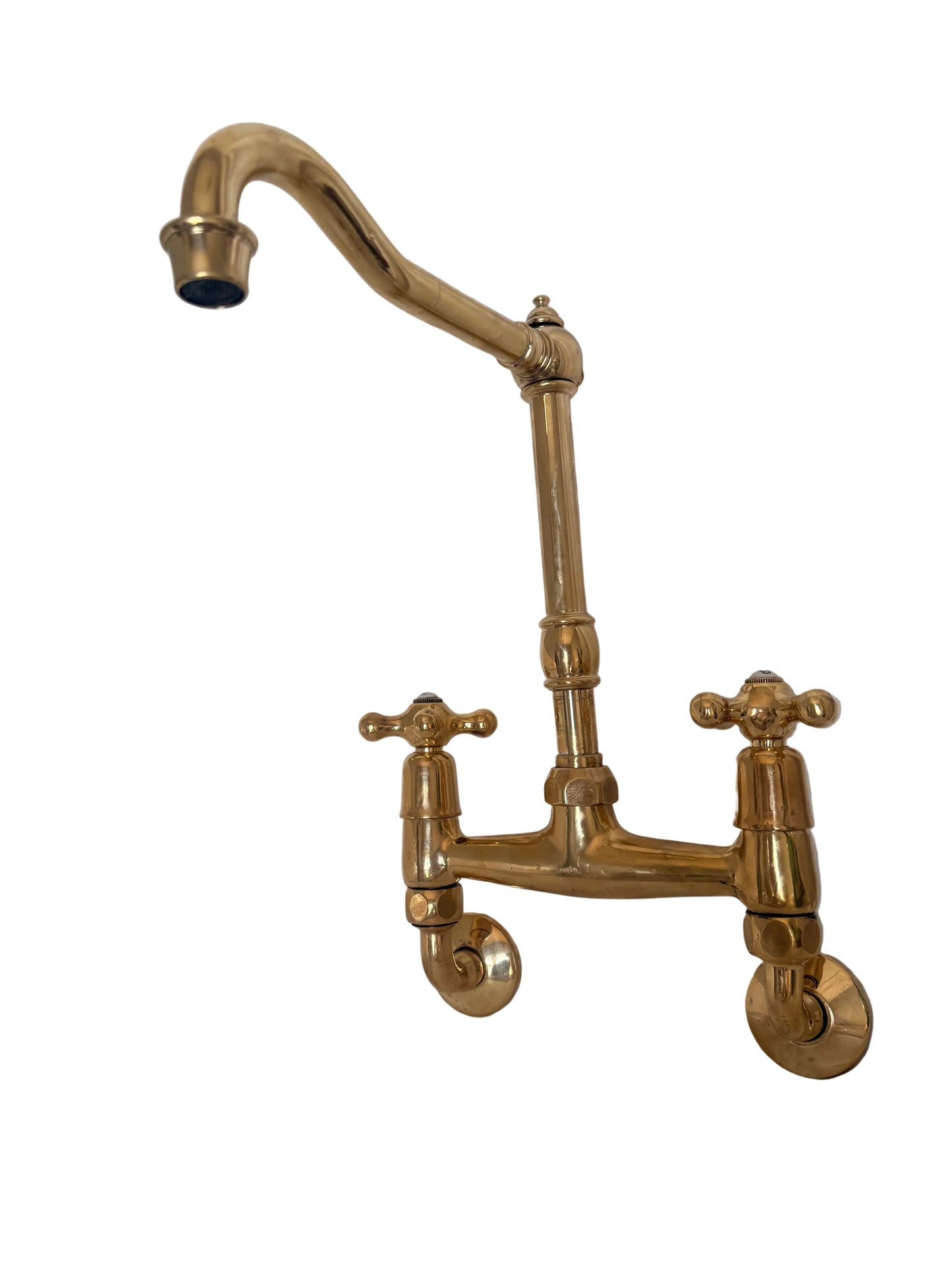Wall-Mounted Brass Kitchen Bridge Mixer Tap