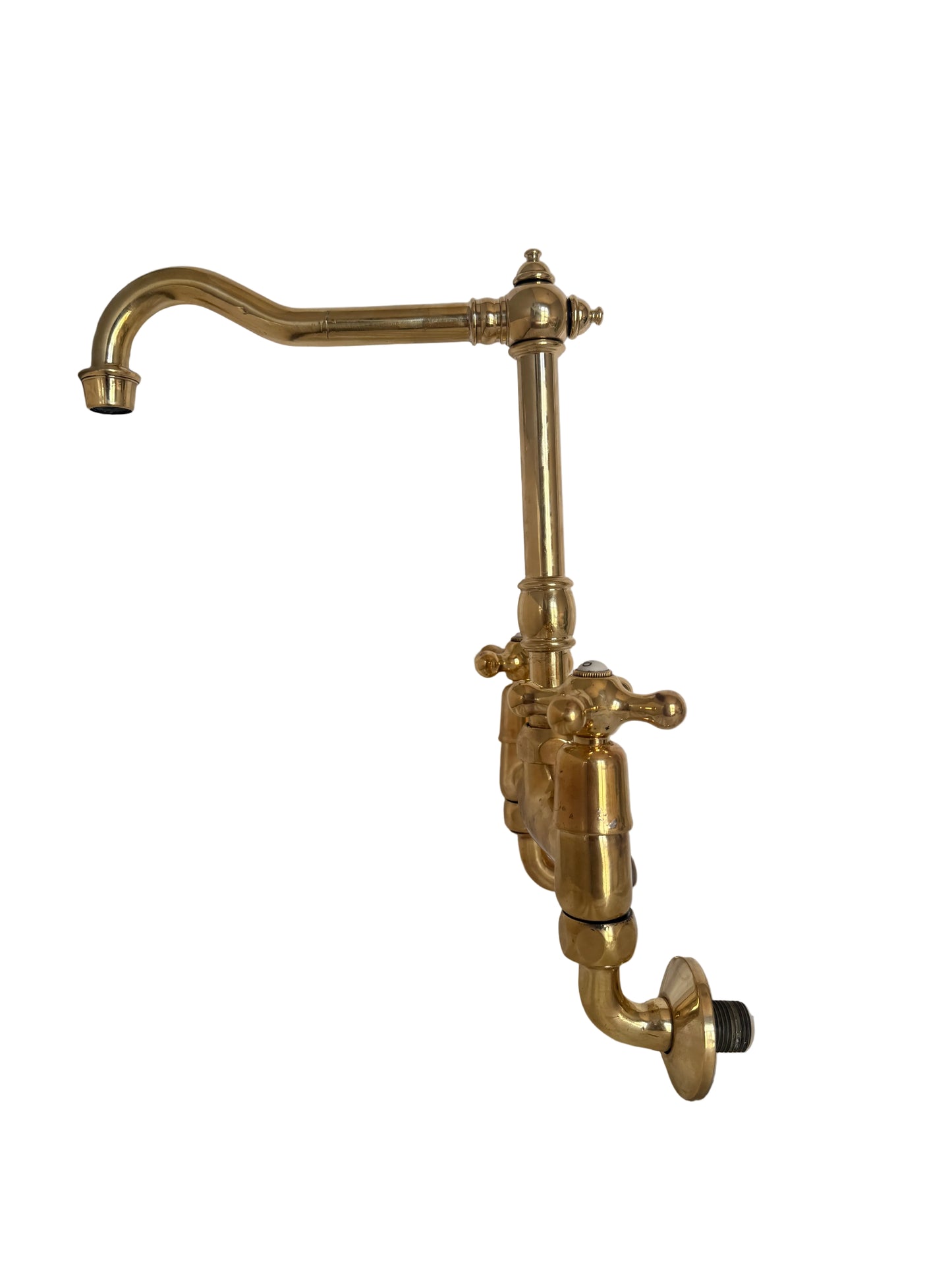 Wall-Mounted Brass Kitchen Bridge Mixer Tap