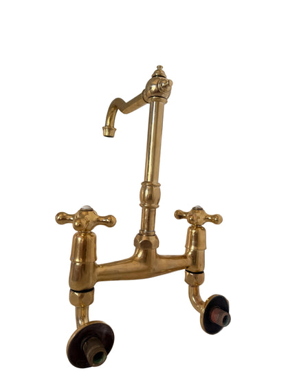 Wall-Mounted Brass Kitchen Bridge Mixer Tap