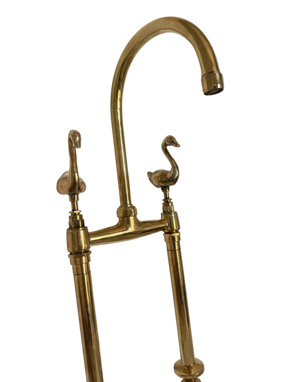 Customised Solid Brass Freestanding Mixer Tap with Bird Handles