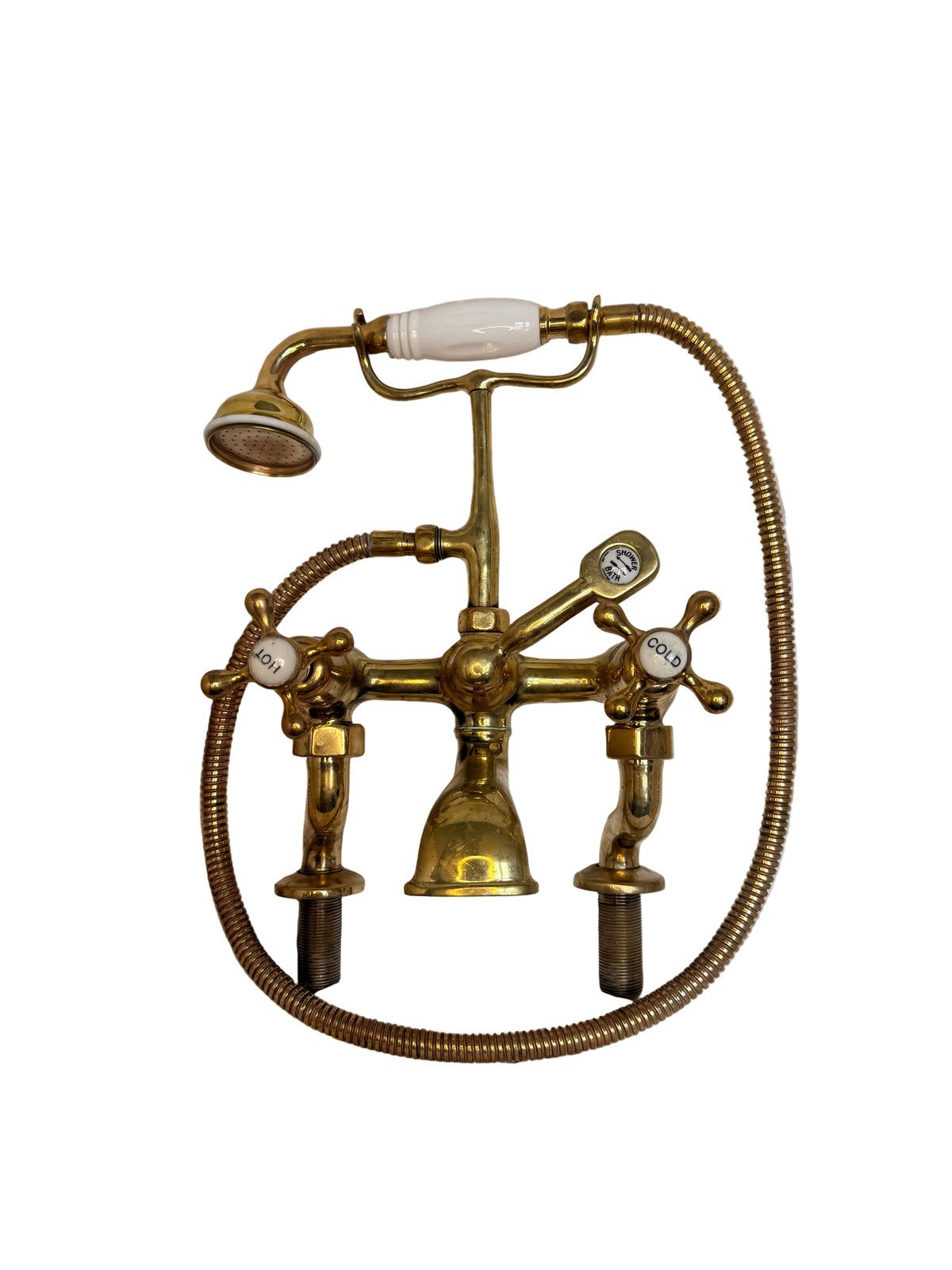 Solid Brass pillar mounted bath mixer with porcelain head parts