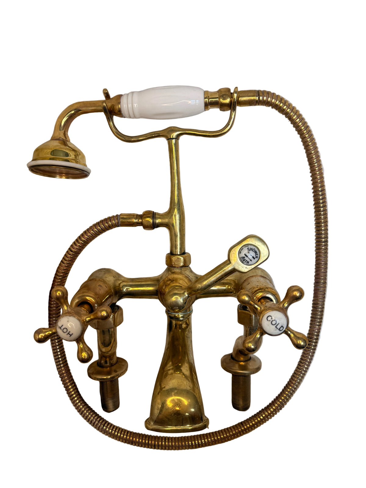 Solid Brass pillar mounted bath mixer with porcelain head parts