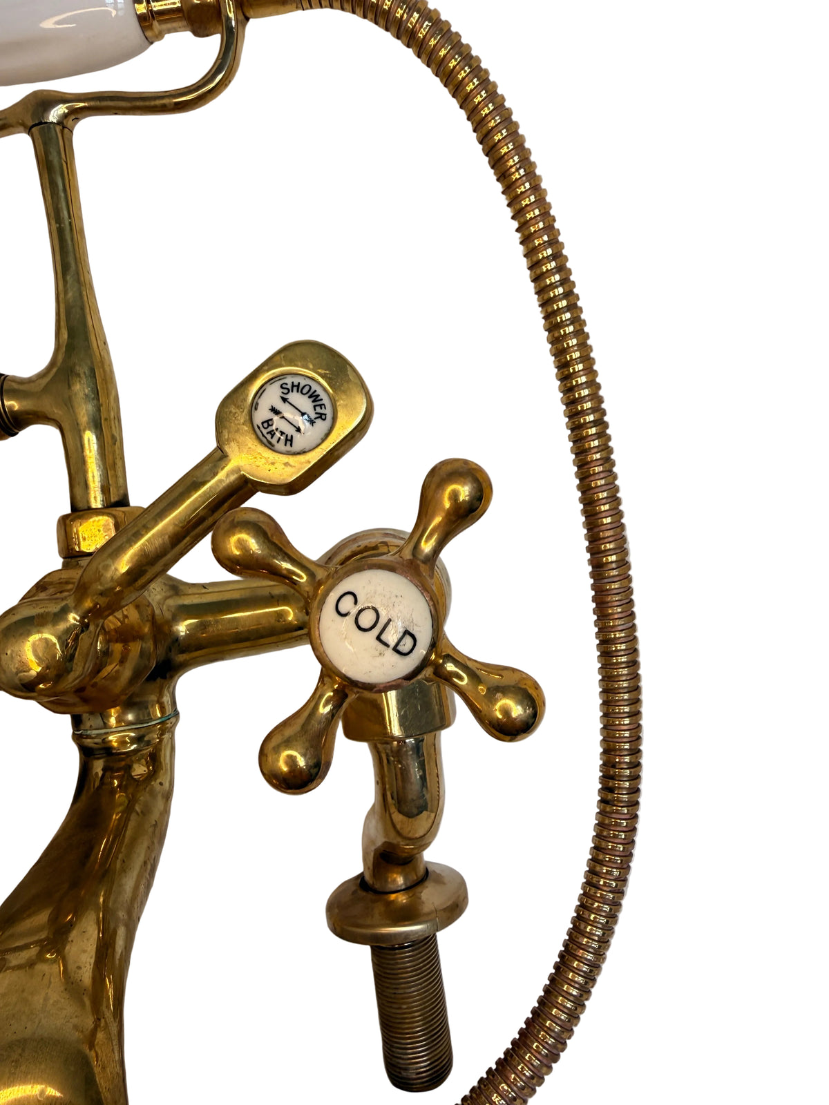 Solid Brass pillar mounted bath mixer with porcelain head parts