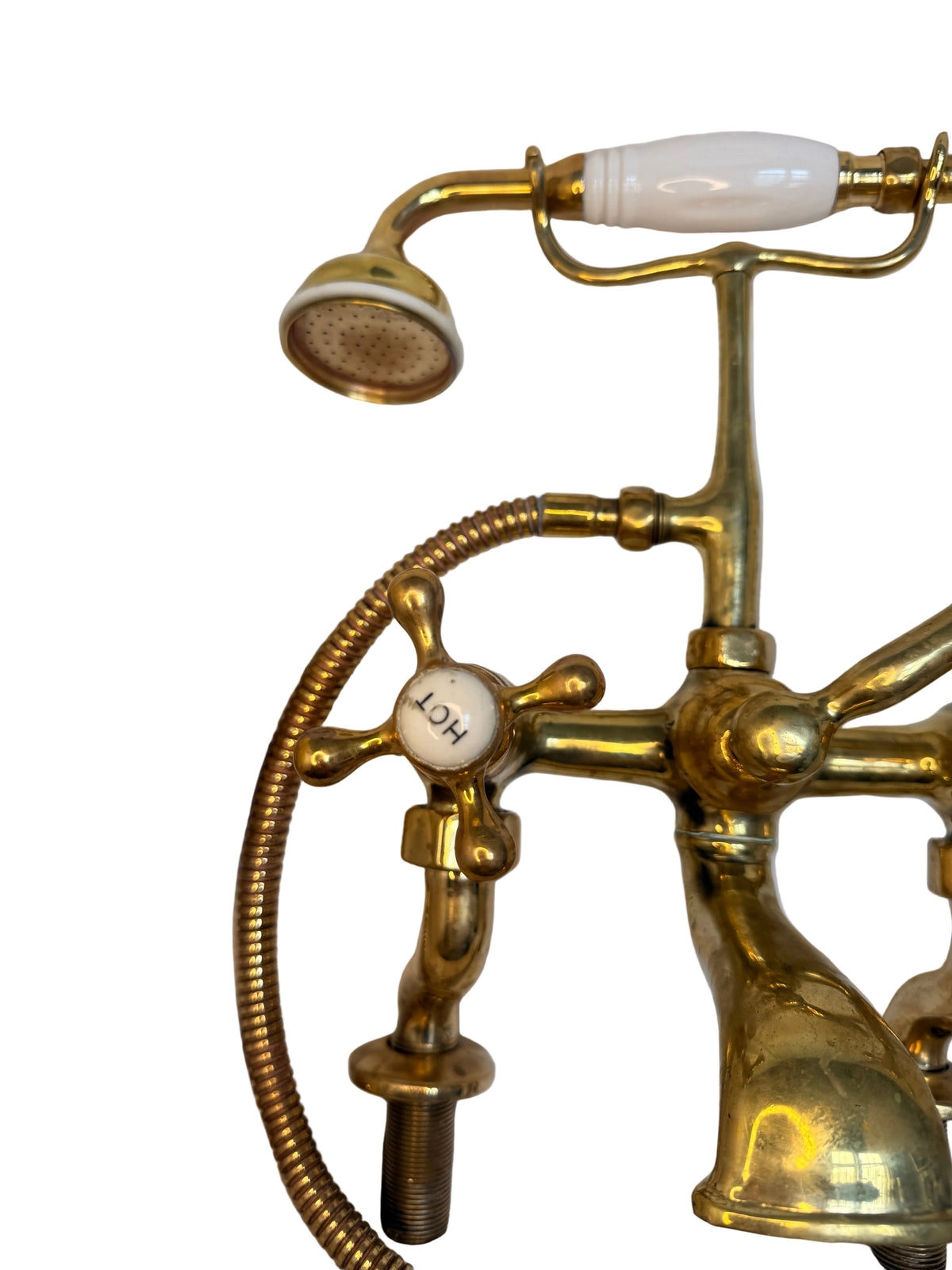 Solid Brass pillar mounted bath mixer with porcelain head parts