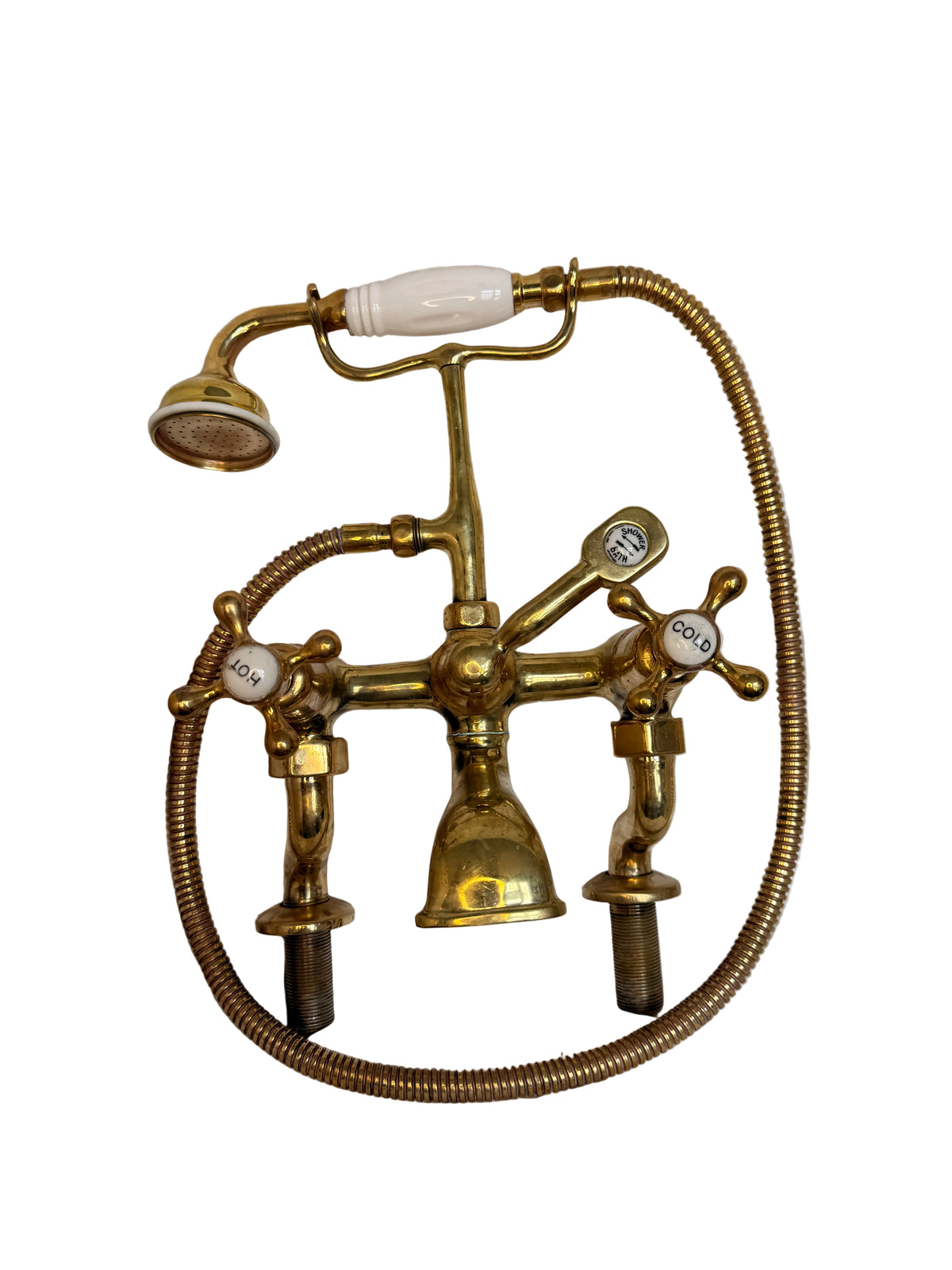 Solid Brass pillar mounted bath mixer with porcelain head parts
