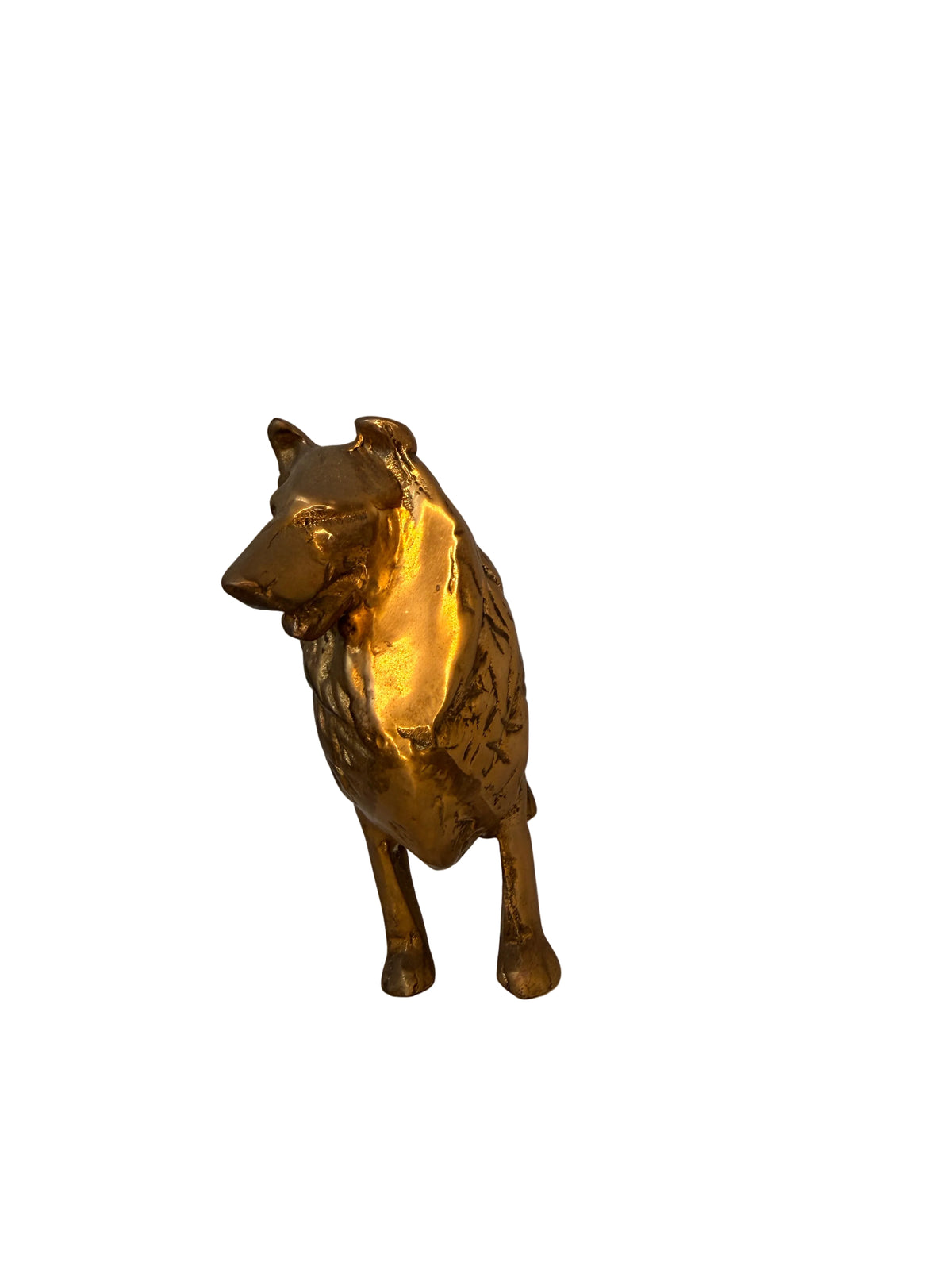 Solid Brass Collie Dog Figurine