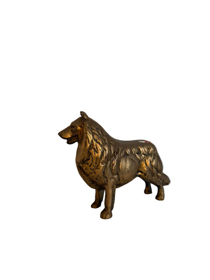 Solid Brass Collie Dog Figurine