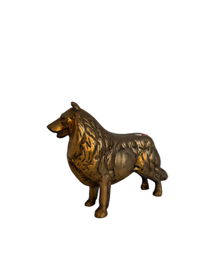 Solid Brass Collie Dog Figurine