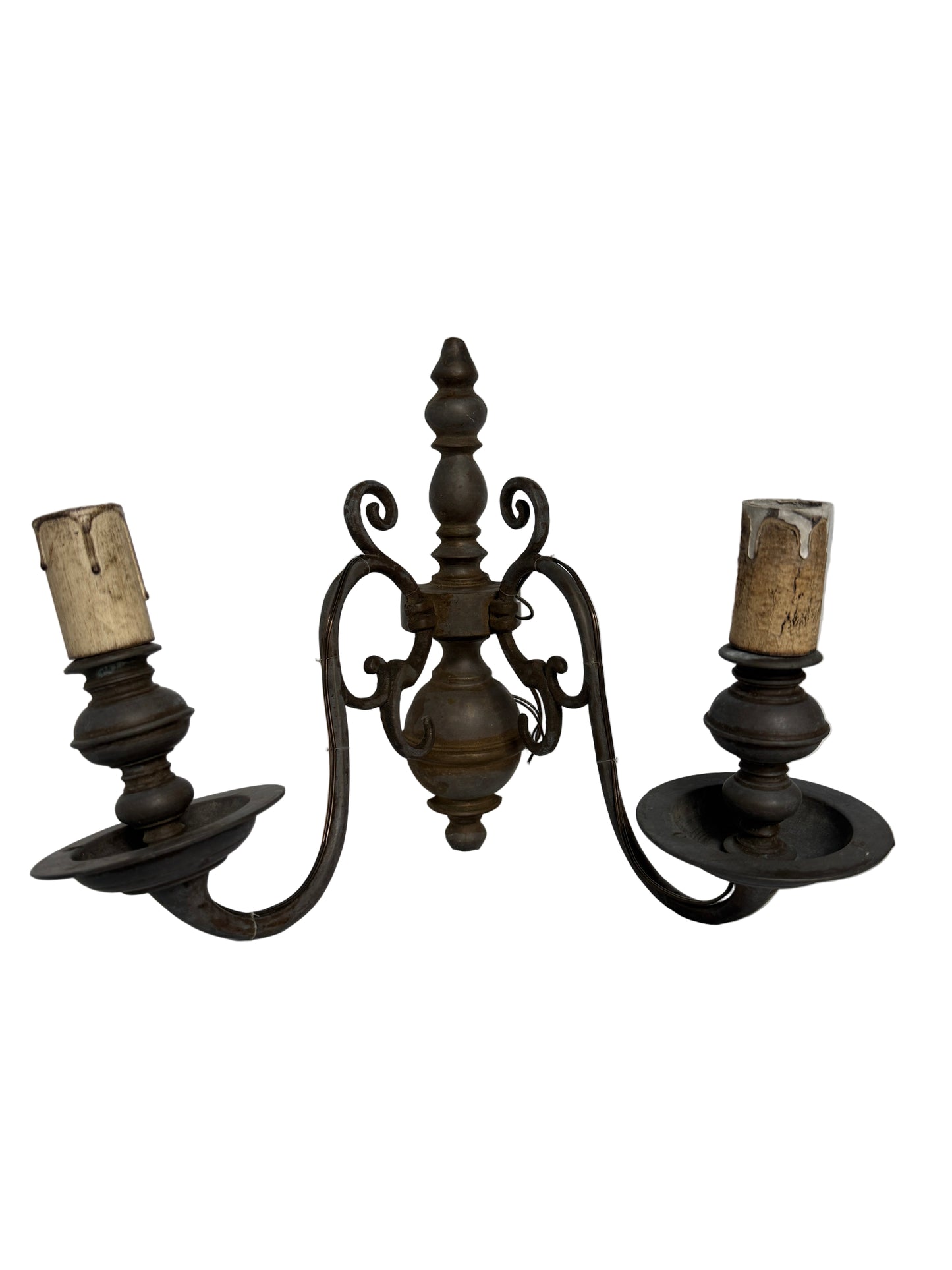 Vintage-Style Two-Arm Wall Sconce in Antique Brass