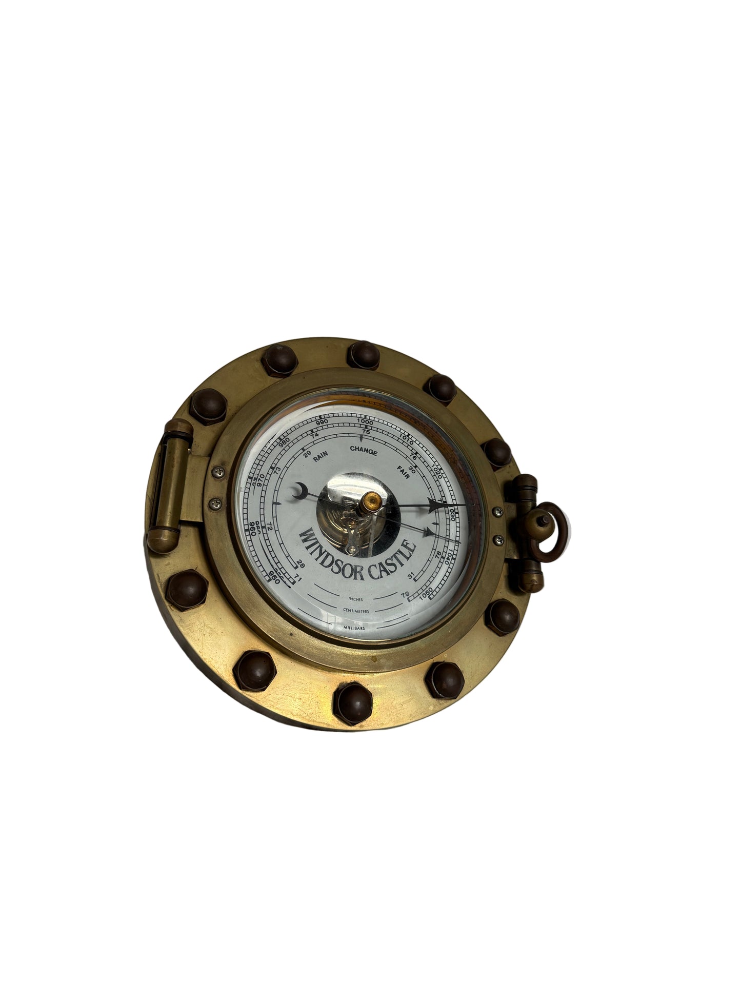 Brass Porthole-Style Aneroid Barometer (Possibly from the Cape Town Castle)