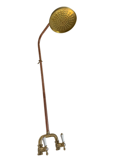 Exposed solid 3/4 Brass & Copper Shower Set with White Porcelain Lever Handles