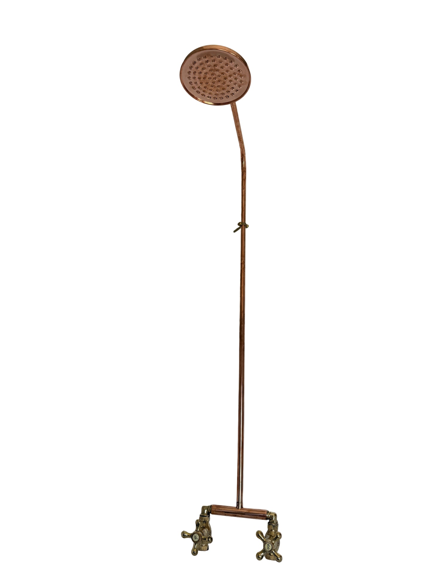 Exposed Solid Brass & Copper Shower Set with Straight Finish & Copper Rose