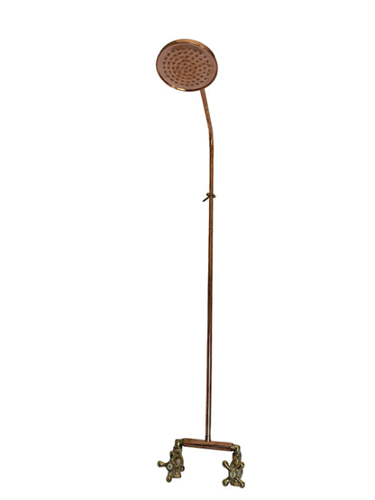 Exposed Solid Brass & Copper Shower Set with Straight Finish & Copper Rose