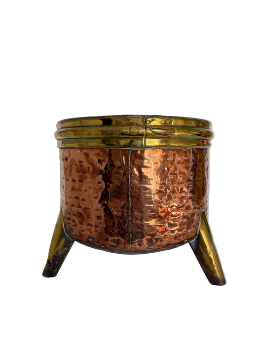 19th-Century Copper and Brass Coal Bucket or Planter