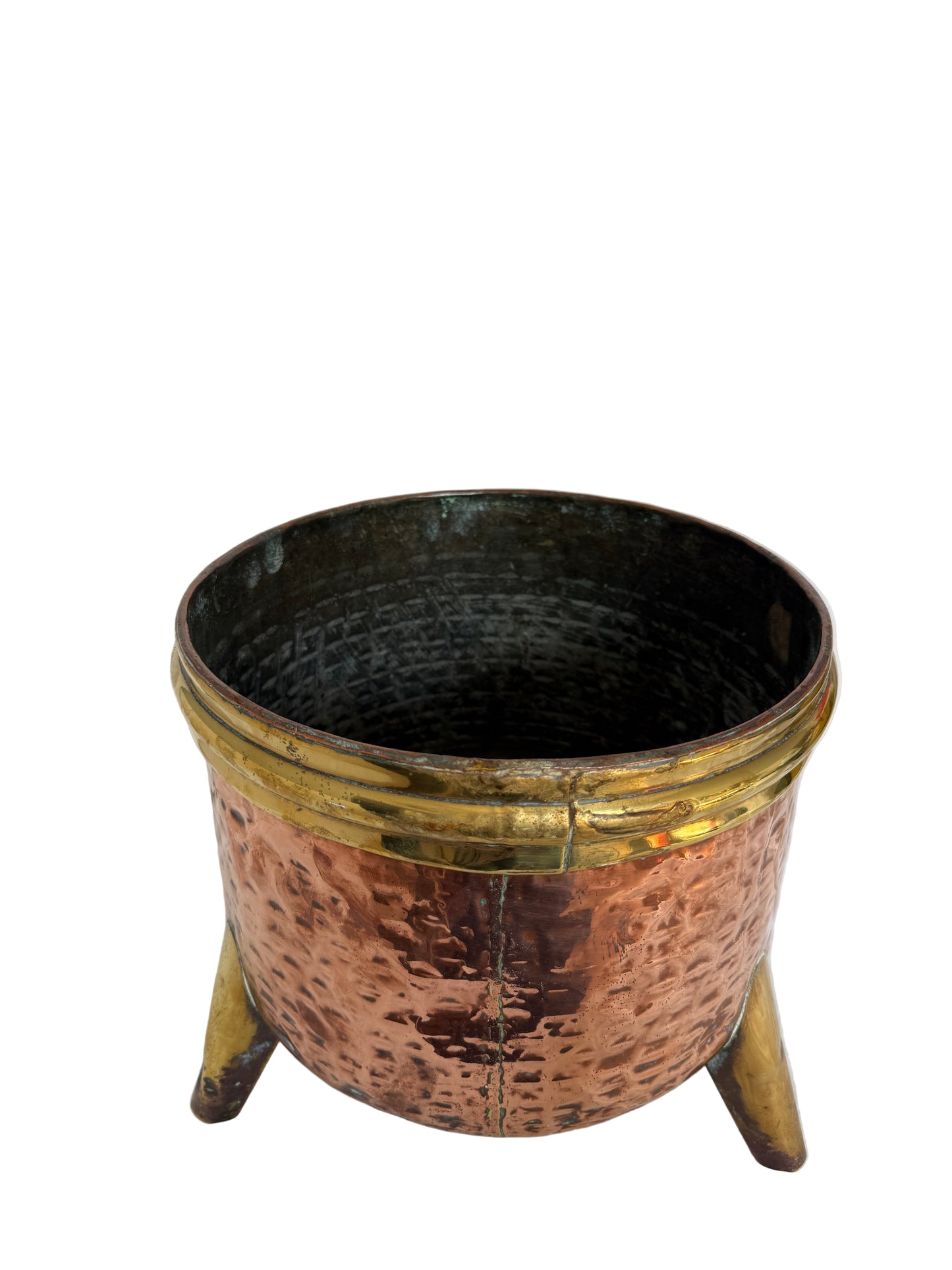 19th-Century Copper and Brass Coal Bucket or Planter