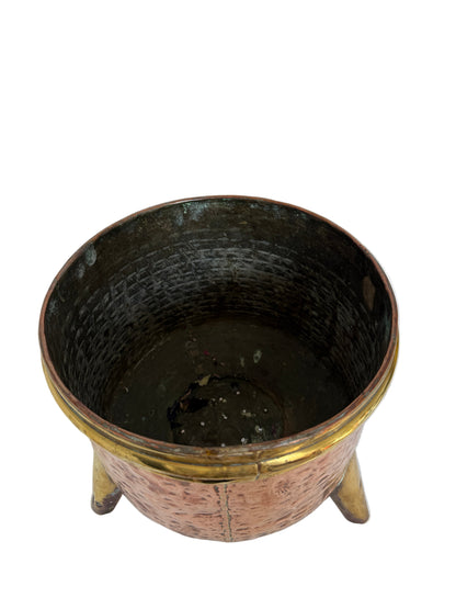 19th-Century Copper and Brass Coal Bucket or Planter