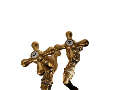 Solid Brass Vintage-Style Pillar-Mounted Taps