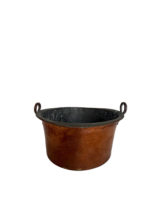 Hand-Hammered Copper Cauldron / Pot with Iron Handles