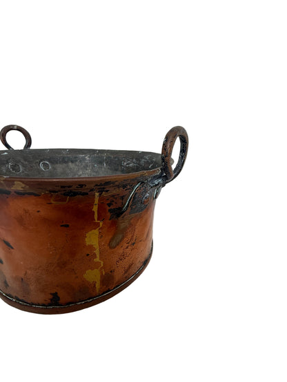 Hand-Hammered Copper Cauldron / Pot with Iron Handles