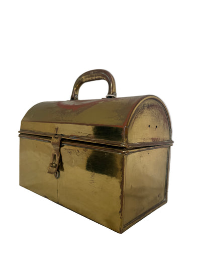 Vintage Brass Utility Box with Hinged Lid and Handle