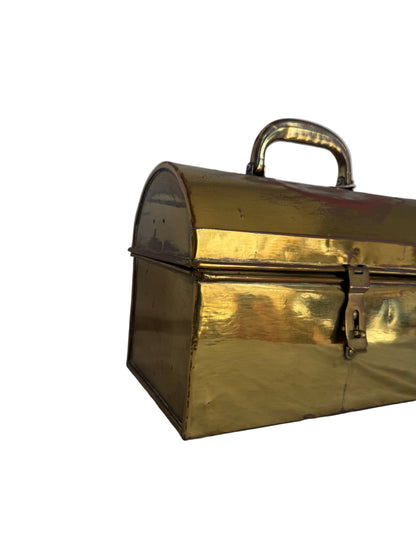 Vintage Brass Utility Box with Hinged Lid and Handle