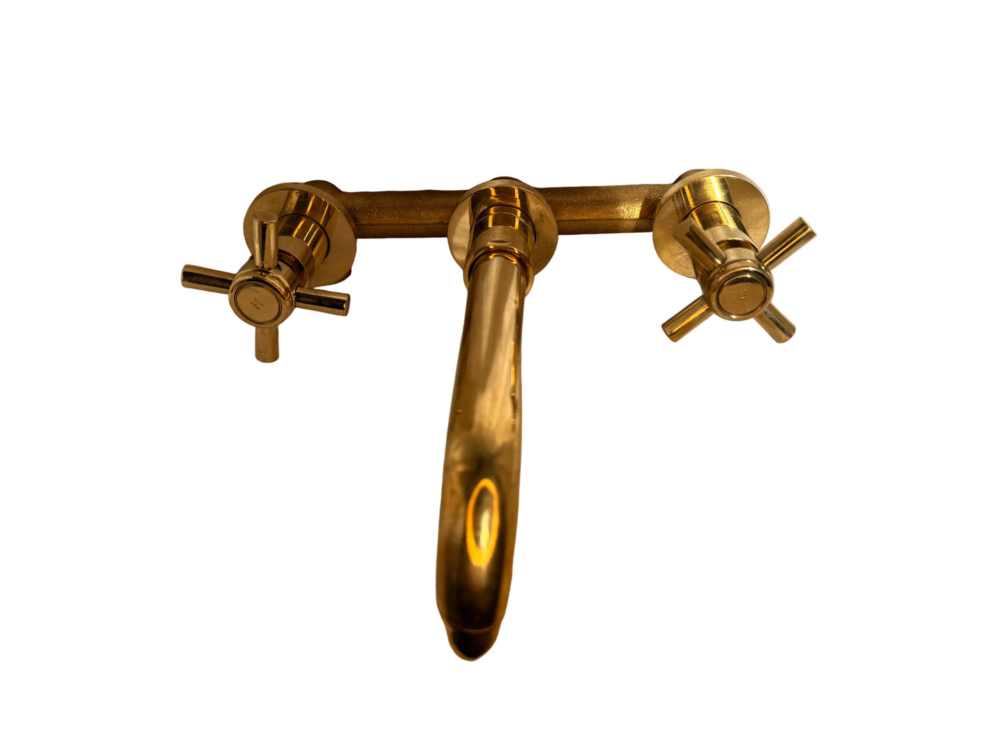 Solid Brass Dual Handle Wall Mounted Mixer Tap with Brass Spout