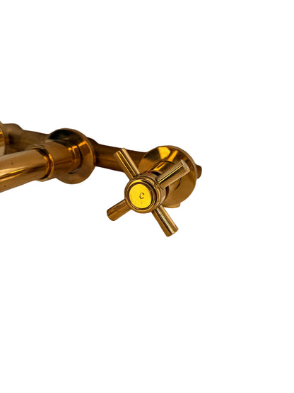 Solid Brass Dual Handle Wall Mounted Mixer Tap with Brass Spout