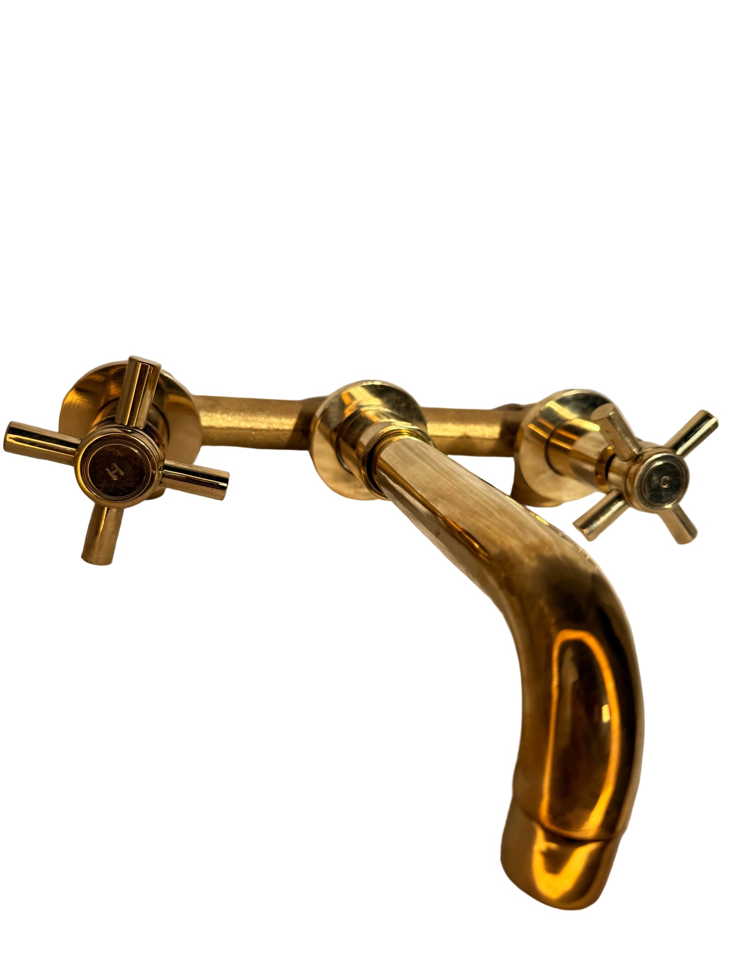 Solid Brass Dual Handle Wall Mounted Mixer Tap with Brass Spout