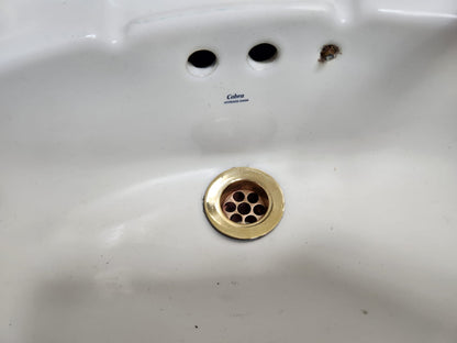Vintage Basin with Hot & Cold Brass Taps & Brass Grating