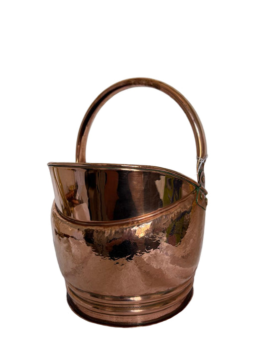 Vintage Copper Helmet-Shaped Coal Scuttle