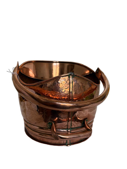 Vintage Hand-Hammered Copper Coal Scuttle